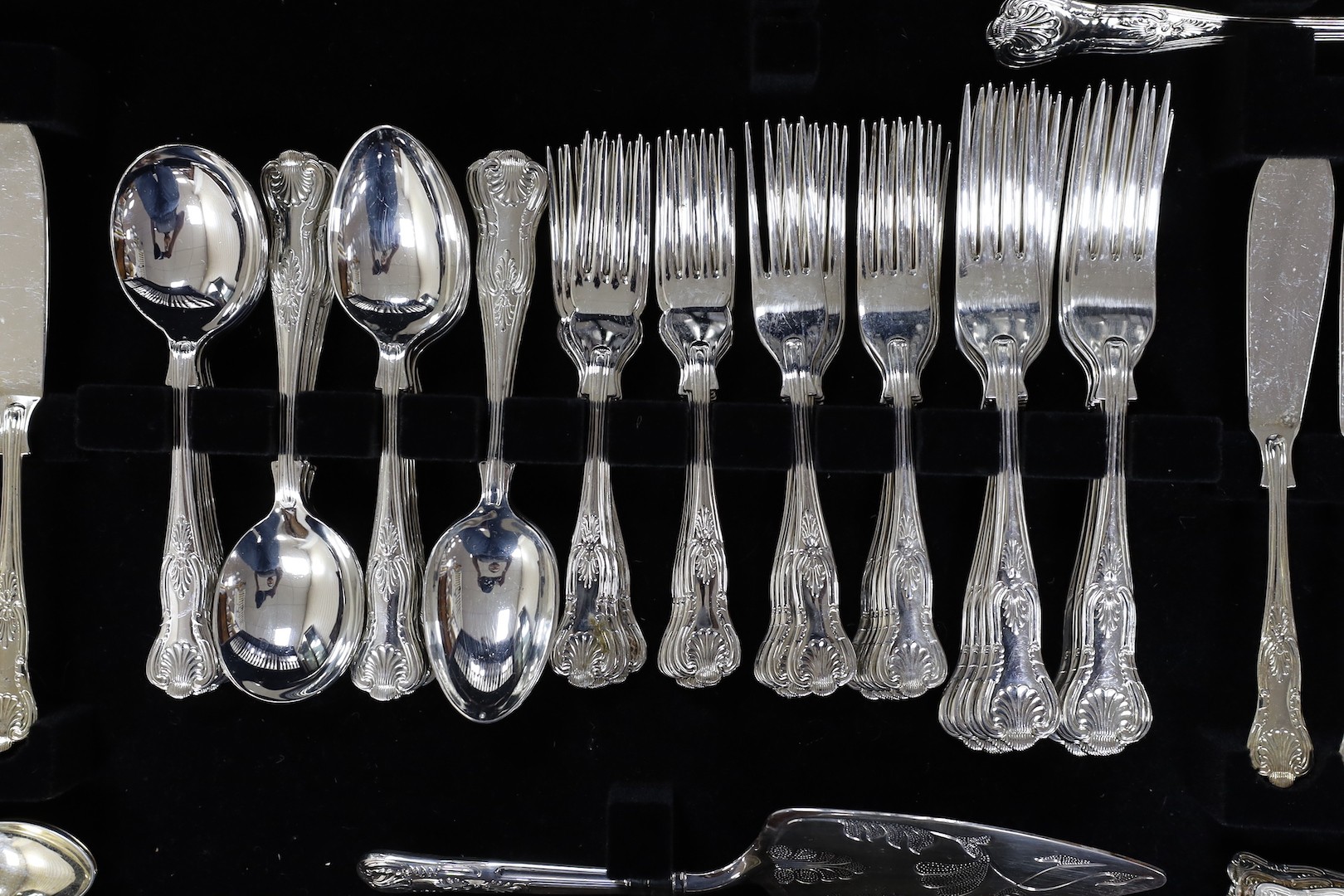 A leather inset canteen of silver plated flatware